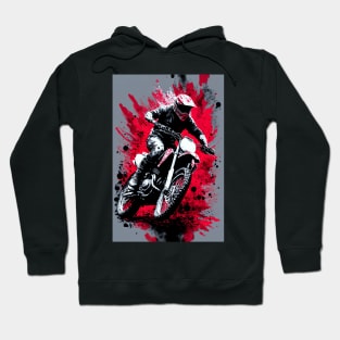 Dirt Bike With Red and Black Paint Splash Design Hoodie